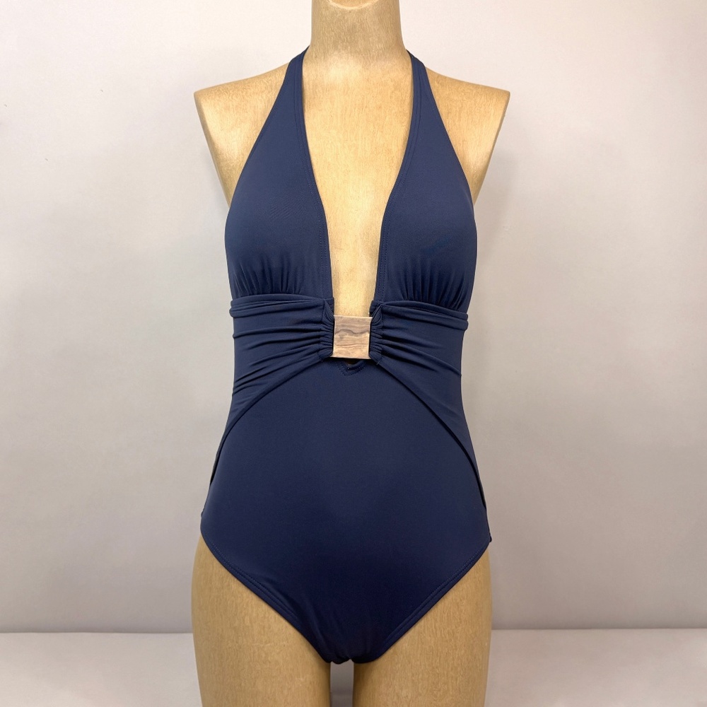VINCE CAMUTO 1PC HALTER TIE SWIMSUIT IN NAVY